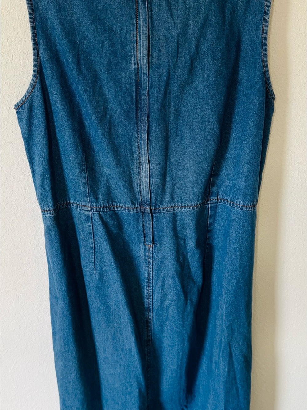 Sleeveless Denim Maxi Dress in Blue - Picture 2 of 8